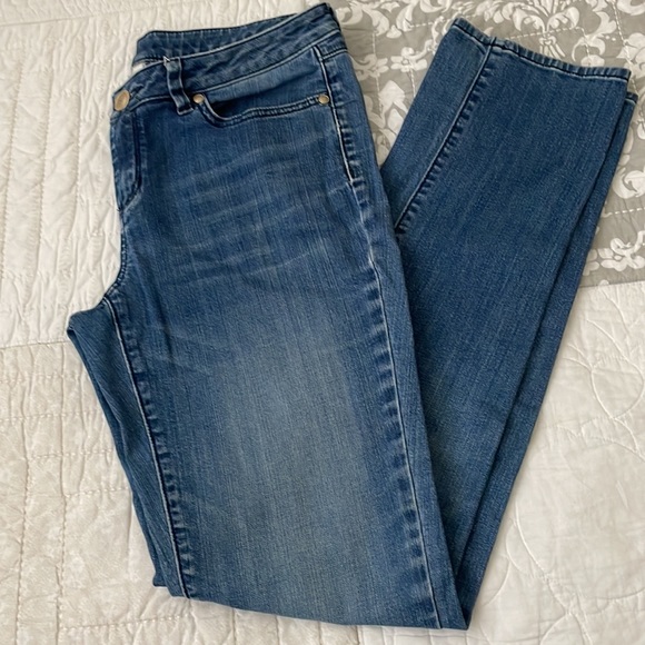 LC Straight Leg Stretch Mid Rise Blue Denim Jeans - Picture 3 of 8